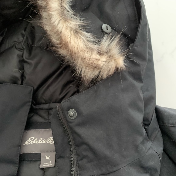 Eddie Bauer L Waterproof WeatherEdge Down Stadium Coat Black New No Tag - Picture 4 of 16